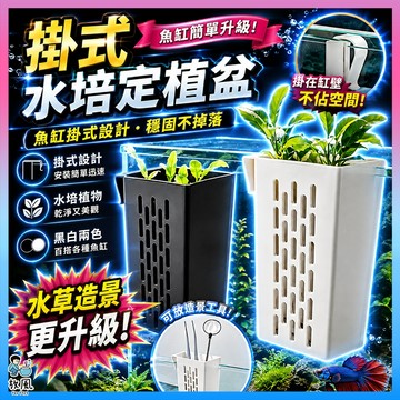 放風水族【掛式水培定植盆】魚缸水培盒 水草定植籃 水耕盆 水生植物栽培盒 魚菜共生 壁掛掛籃 水族工具收納 黑白