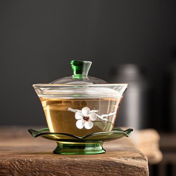 玻璃蓋碗耐熱加厚單個三才茶碗大號泡茶功夫茶具泡茶杯帶蓋子