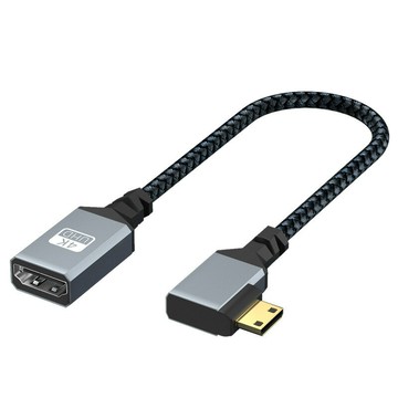 mini HDMI轉HDMI母高清線上下左右彎2.0版4K60H金屬插頭電腦轉接【Snowbelle優選】