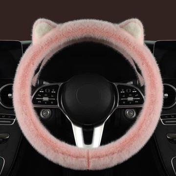 可愛卡通女士小貓咪冬季毛絨汽車方向盤套使用歐拉好貓黑貓芭蕾貓