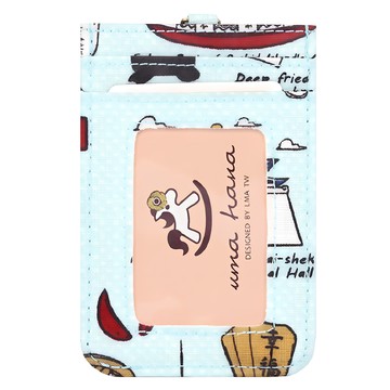 uma hana 防水卡套加鍊 幸福台灣印花  藍色  7.5 x 0.1 x 11.5cm