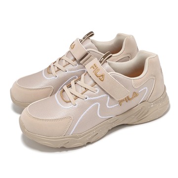 Fila 休閒鞋 J801Y 大童 女鞋 粉橘 魔鬼氈 小朋友 拼接 斐樂 3J801Y717