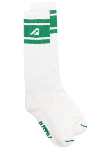 Autry - logo-intarsia ribbed socks - men - Cotton/Elastane/Polyamide - L - White