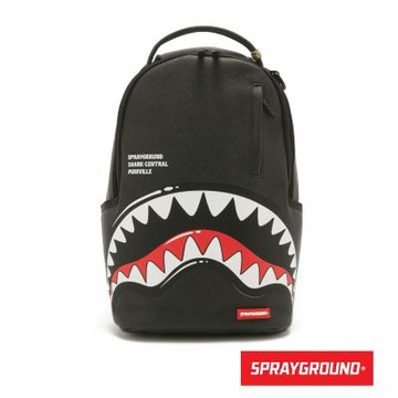 SPRAYGROUND-簡約素色鋸齒鯊大容量後背包-黑色
