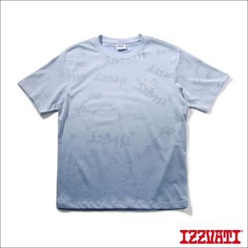IZZVATI-塗鴉字漸層短T-藍