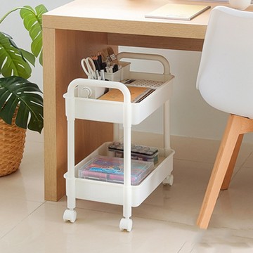 真心良品 KEYWAY小白二層置物架(附輪)-2入