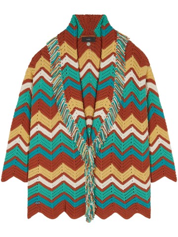 Alanui - Kaleidoscopic chevron knit cardigan - women - Cotton/Polyamide - M - Red