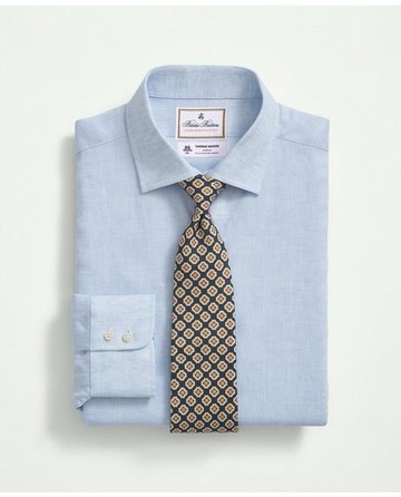 Brooks Brothers Men's X Thomas Mason Linen Poplin English Spread Collar | Light Blue | Size 15 32