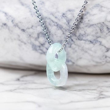 【永恆同心】冰飄綠翡翠環環相扣項鍊 | 天然緬甸玉A貨翡翠 |送禮