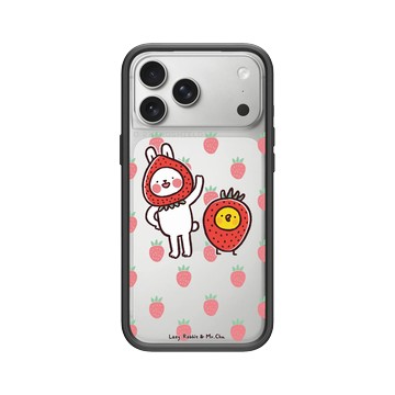 iPhone 17 Pro Max Mod NX -邊框背蓋組合 (相機按鈕) 黑 - 懶散兔與啾先生 Lazy Rabbit and Mr.Chu - 草莓