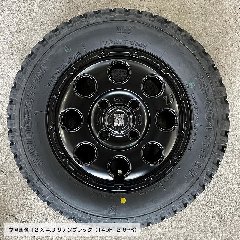 604V 145/80R12 80/78N エクストリームJ KK03 12×4.0 サテンブラック 4 