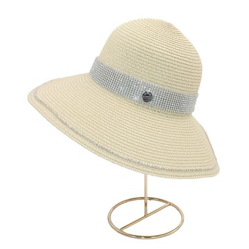 水鉆鑲鉆帶鉆的遮陽防曬草帽女夏季漁夫太陽帽子夏天涼帽法式復古