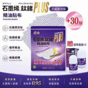 家庭號【金品】石墨烯鈦鍺 EX PLUS精油貼布30包(210片) ∣贈滾珠凝露40ml*2【鈦鍺能量舒緩貼】