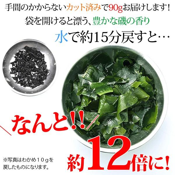 乾燥カットわかめ90g　三陸産 ワカメ 若布 スープ 国産 乾燥 海藻 味噌汁 メール便でお届け がってん寿司