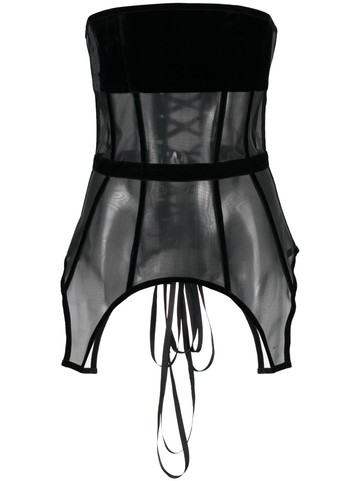 Santa Brands - Paris lace-up bustier top - women - Polyamide/Polyester/Viscose - S - Black