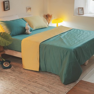 棉床本舖 絲滑新體驗-檸檬綠｜撞色設計 X 天絲棉｜【天絲棉/80s天絲™+60s純棉】薄床包/兩用被 台灣