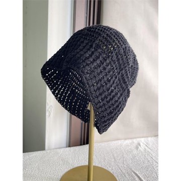 亞麻鏤空針織涼感垂墜堆堆帽文藝休閑百搭日系包頭帽春夏套頭帽男