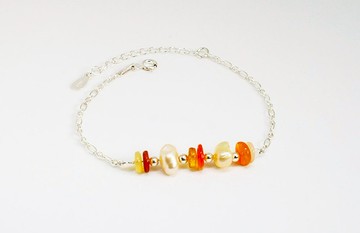 【純銀系列】耀夜手鍊-珍珠火蛋白