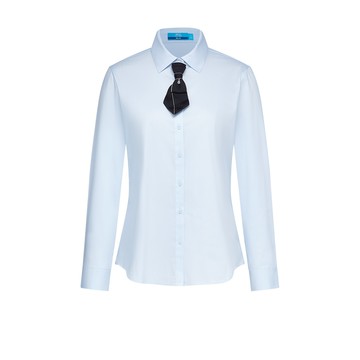 商務易處理可拆式領結長袖上班襯衫/水藍色 | 5622310370