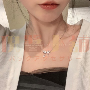 蝴蝶結鎖骨項鏈女 輕奢高級感氣質百搭配飾 時尚小眾設計感簡約項鏈