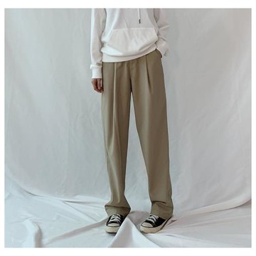 左手日記春夏新卡其色休閑西褲肥腿褲煙管褲原宿風女男友中性風
