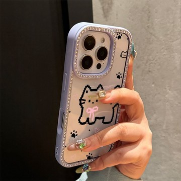 像素小貓適用蘋果18promax手機殼iPhone17點鑽16小眾15輕奢13女11高級感