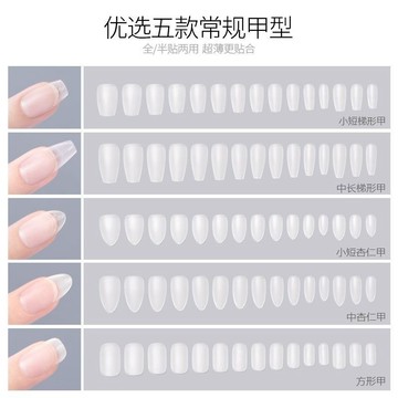 💗台灣出貨💗超薄無痕免刻磨短梯形指甲片貼片延長塑形穿戴甲片美甲店專用工具