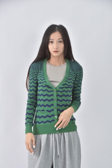 (S) nautica質感羊毛撞色綠色外套