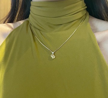 Dior稀有金色水鑽CD吊墜頸鏈項鏈 情人節禮物 中古美品 首飾盒