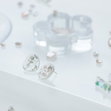 天然石樹脂耳環-銀河/耳針/夾式/可客製