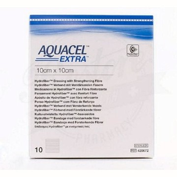 Hydrofiber Dressing Aquacel Extra Hydrofiber (Sodium Carboxymethylcellulose) 4 X 5 Inch 10 Count by Convatec