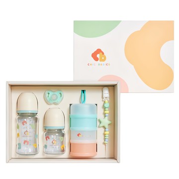 奇哥 BASICS 新生兒初奶瓶禮盒5件組  酪梨綠  1盒