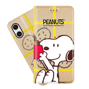 Xperia 10 VI 殼 【SNOOPY/史努比】Sony Xperia 10 VI (六代) 彩繪可站立皮套(吃餅乾)