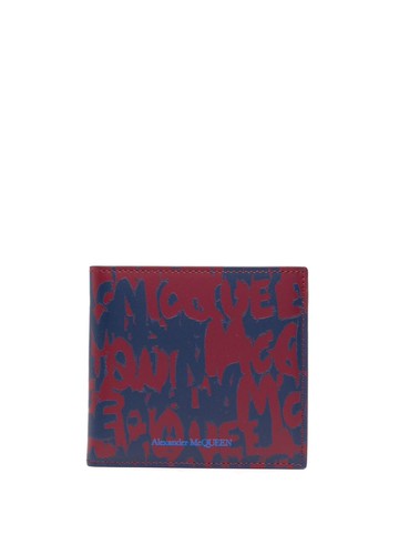 Alexander McQueen - McQueen Graffiti bi-fold leather wallet - men - Calf Leather - One Size - Blue