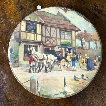 * 50897-迷人法國古董圓形紙盒