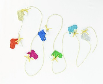 金粉彩色聖誕襪鍊珠條，聖誕節/聖誕樹/聖誕佈置/聖誕掛飾/裝飾/掛飾/會場佈置/DIY/材料包，X射線【X299636】