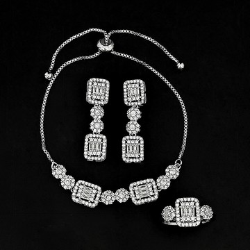 新娘結婚時尚經典款手鍊耳環戒指三件式