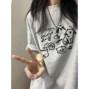 已售9642件💖赤道少女 純棉 短袖T恤 短袖上衣 oversize 潮牌衣服 設計感上衣 寬鬆上衣 韓系 夏天衣服