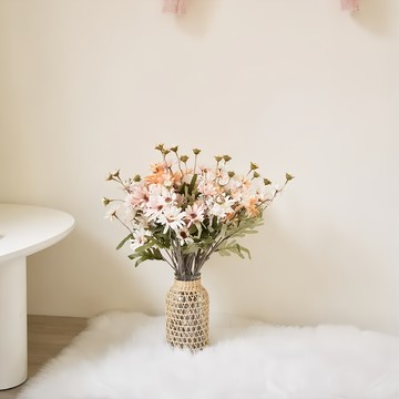 沐慕家居 仿真花小野玲梅  52cm 花頭直徑5-7.5cm 粉色 6個
