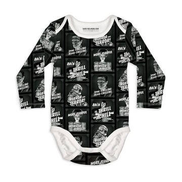 英國 SLEEP NO MORE - 100% 有機棉長袖包屁衣-環球怪物聯名/黑白人像 (1.5-2 Y)