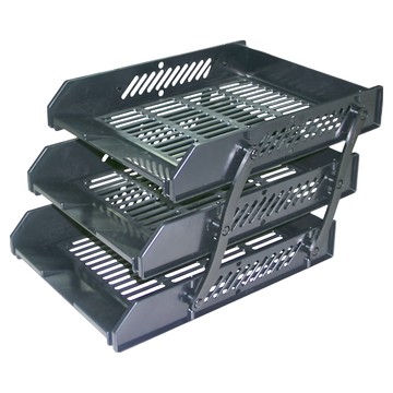 LONG HO 龍和文具 活動式公文架 DR 303 340x260x235mm  3層  黑色