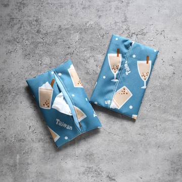 輕薄防水傘布 面紙包/小物包_珍珠奶茶