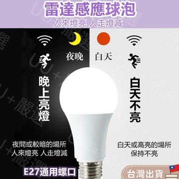 現貨免運💡E27感應燈泡 雷達光控LED感應燈泡 人體感應燈 12W靈敏感應球泡 走廊車庫燈 玄關自動感應燈 省電燈泡