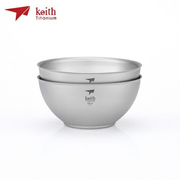【Keith】鎧斯Ti5351純鈦輕量環保雙層碗(2入) (250ml)/露營炊具/環保餐碗杯盤/戶外炊食配件《長毛象休閒旅遊名店》