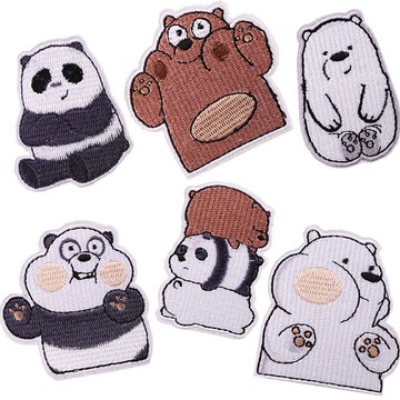 【買送】卡通熊貓布貼補丁貼兒童衣服自粘貼牛仔褲修補小號刺繡。