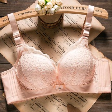 厚款文胸罩無鋼圈小胸平胸加厚聚攏顯胸上托調整型女性感蕾絲內衣
