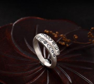 S 990 純銀高級女士珠寶復古印第安納風格圖騰圖案