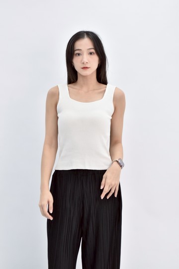 (S) 無袖白色上衣