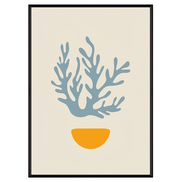菠蘿選畫所 珊瑚綻藍掛畫 59.4 x 42cm 北歐風裝飾畫  黑色