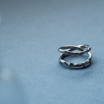 細枝紋理 雙鍊戒指 925銀